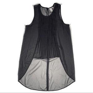 H&M sheer black sleeveless pleated blouse